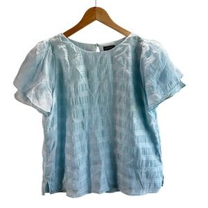 Vince Camuto Top Blue Cocktail‎ Chic Ruffle Medium